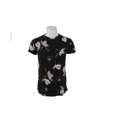 Flower Printed Curve Shape T-shirt